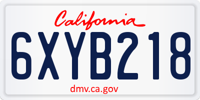 CA license plate 6XYB218