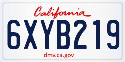 CA license plate 6XYB219