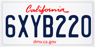 CA license plate 6XYB220