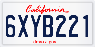 CA license plate 6XYB221