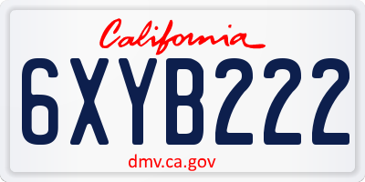 CA license plate 6XYB222