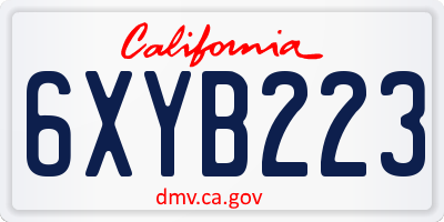 CA license plate 6XYB223