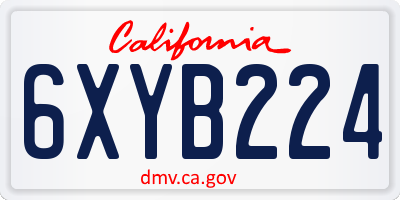 CA license plate 6XYB224