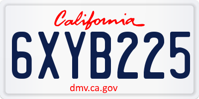 CA license plate 6XYB225