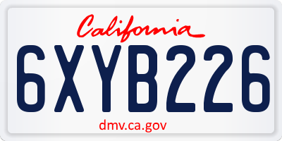 CA license plate 6XYB226