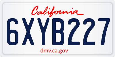 CA license plate 6XYB227