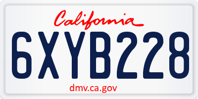 CA license plate 6XYB228
