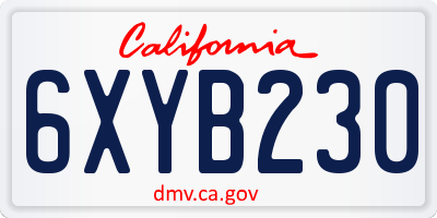 CA license plate 6XYB230