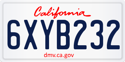 CA license plate 6XYB232