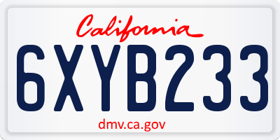 CA license plate 6XYB233