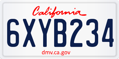 CA license plate 6XYB234