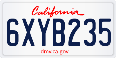 CA license plate 6XYB235