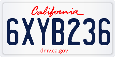 CA license plate 6XYB236