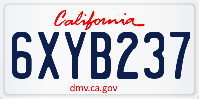 CA license plate 6XYB237