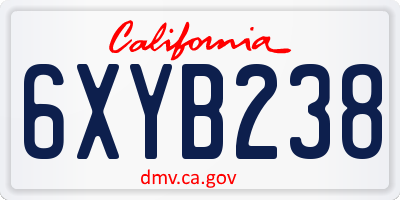 CA license plate 6XYB238