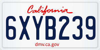 CA license plate 6XYB239