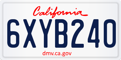 CA license plate 6XYB240
