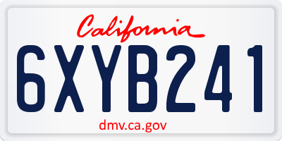 CA license plate 6XYB241