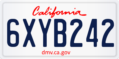 CA license plate 6XYB242