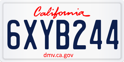 CA license plate 6XYB244