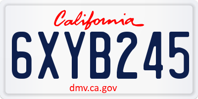 CA license plate 6XYB245