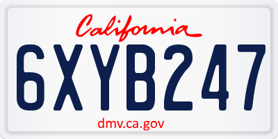 CA license plate 6XYB247