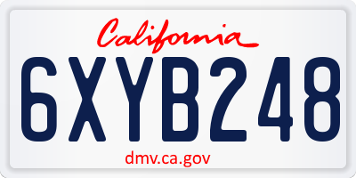 CA license plate 6XYB248