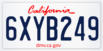 CA license plate 6XYB249