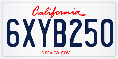 CA license plate 6XYB250