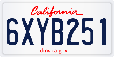 CA license plate 6XYB251