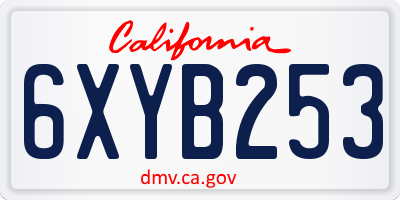 CA license plate 6XYB253