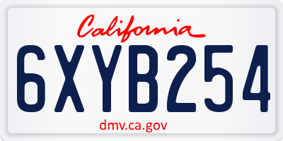 CA license plate 6XYB254