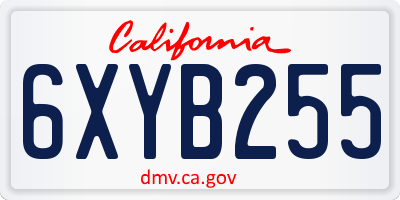 CA license plate 6XYB255