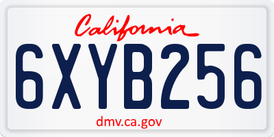 CA license plate 6XYB256