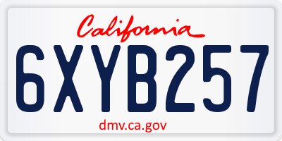 CA license plate 6XYB257