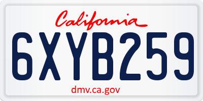 CA license plate 6XYB259