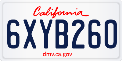 CA license plate 6XYB260