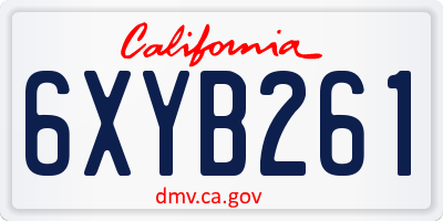 CA license plate 6XYB261