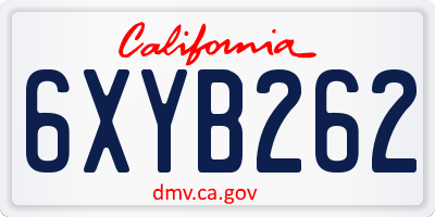 CA license plate 6XYB262