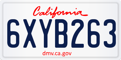 CA license plate 6XYB263