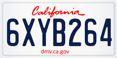 CA license plate 6XYB264