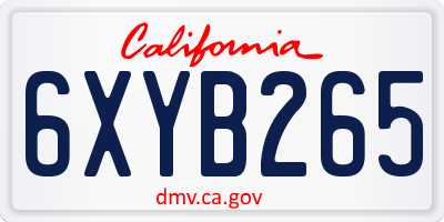 CA license plate 6XYB265
