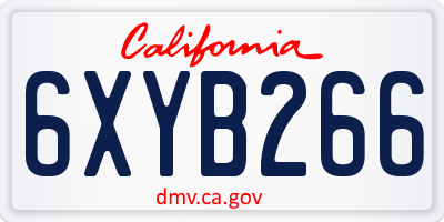 CA license plate 6XYB266