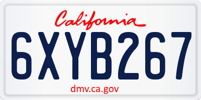 CA license plate 6XYB267