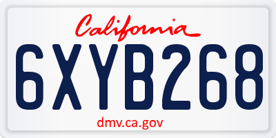 CA license plate 6XYB268
