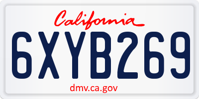 CA license plate 6XYB269