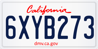 CA license plate 6XYB273