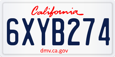 CA license plate 6XYB274