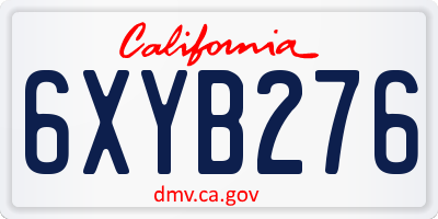 CA license plate 6XYB276