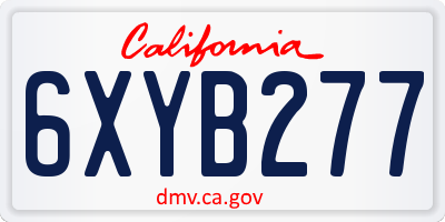 CA license plate 6XYB277